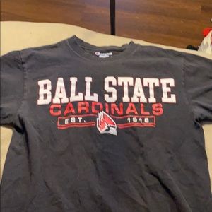Black and red ball state tee
